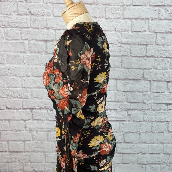 Veronica Beard Floral Long Sleeve Dress - Black and Multicolor - Picture 5 of 5